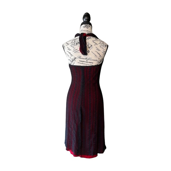 Y2K Vamp Cruella Montréal Halter Maxi Dress — Black & Red Gothic Evening, Size M - Picture 5 of 5